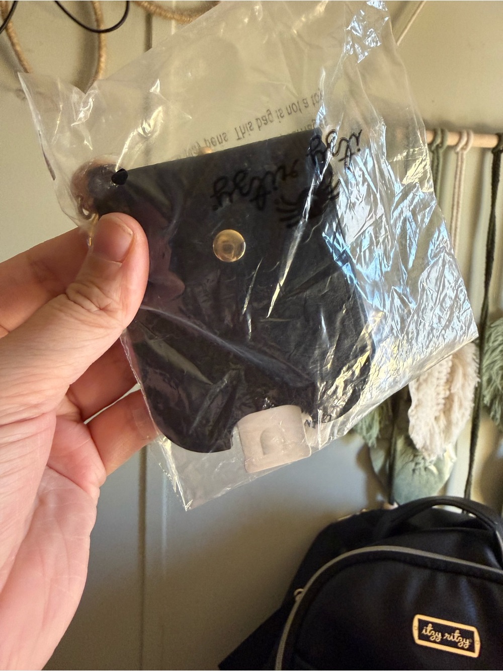 Itzy Ritzy Black Leather Travel Sanitizer Pouch with Snap